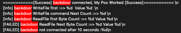 画像20は数行のコードのスクリーンショットです。このスクリーンショットでは、バックドアという言葉が赤でハイライトされています。これらは説明したツールのバックドア ログです。