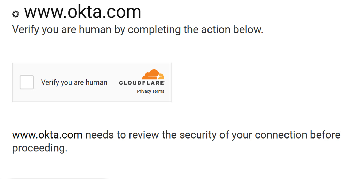 A screenshot of a spoofed security verification page featuring a checkbox labeled "Verify you are human" with a Cloudflare logo below it. The text explains that the site needs to review the security of your connection before proceeding.