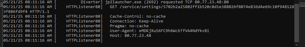 Screenshot of a computer log detailing HTTP server requests with timestamps and server responses.